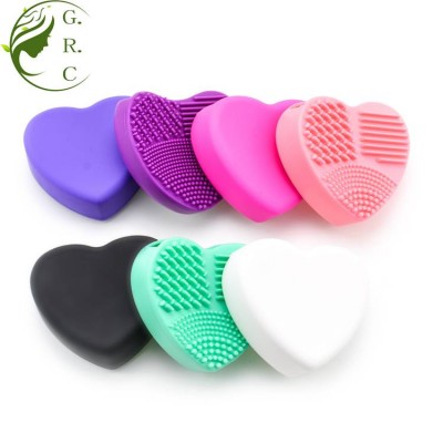 XX Colorful Soft Eco-friendly Silicone Cosmetic Brushes Cleaning Tool Blender Cleaner Heart Shape Make up Brush Silicone Cleaner