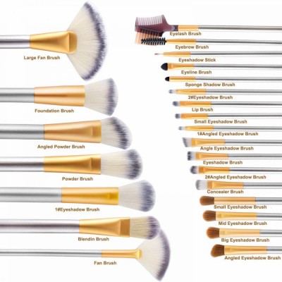 Bks1 Brown Purple Red Wholesale Large Organic Soft Taklon Nonly Hair 24pcs Pieces Makeup Brush Set Of Makeup Brush For Makeup